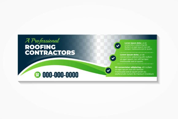 A Professional Roofing Horizontal Banner for Social Media Templates and Graphics