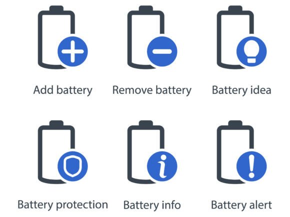 Battery Icon Set 2: A Modern Design Asset for Creative Branding