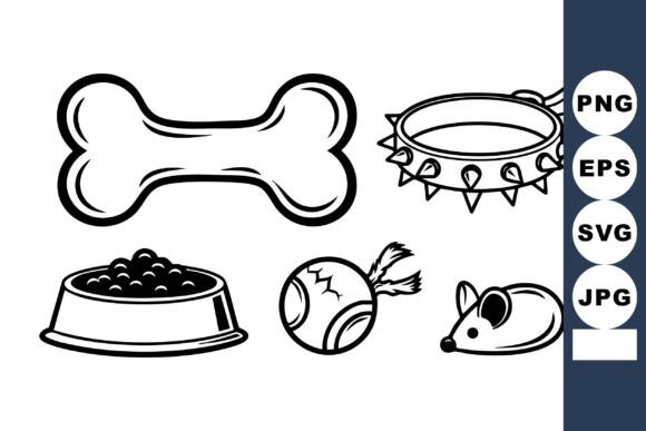 Bold Pet Supply Line Icons: A Playful Graphic Design Asset for Crafts and Branding
