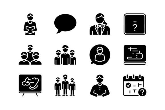Corporate Teamwork Collaboration Icons for Commercial Design Projects