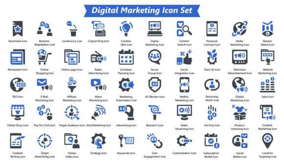 Digital Marketing Icon Set: A Versatile Graphic Design Asset for Creative Sellers
