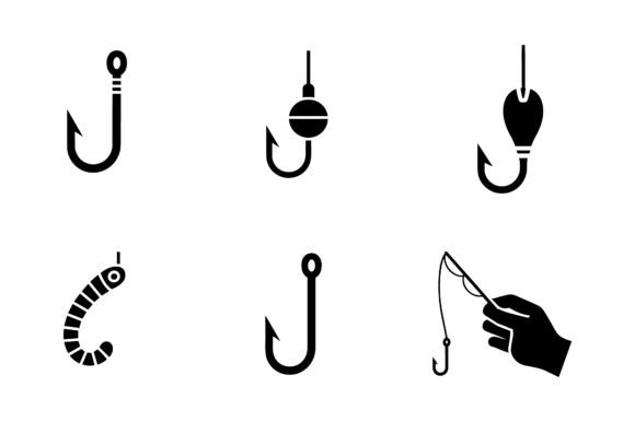 Fishing Lures Tackle Icon Set EPS: A Graphics Powerhouse for Crafts and Content Creators