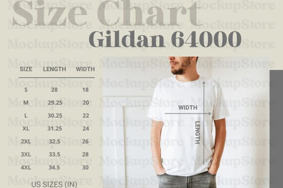 Gildan 64000 Size Chart: A Modern Graphic Design Asset for Product Mockups