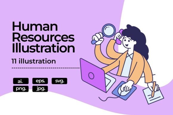 Human Resource Illustration Package: A Graphic Design Asset for Modern Content Creators