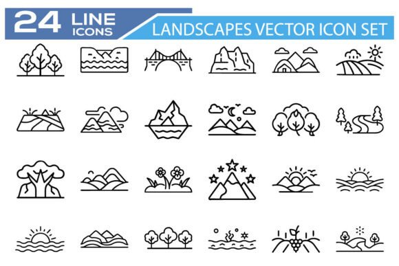 Landscapes Vector Icon Set – Scenic: A Practical Graphic Design Asset for Digital Sellers