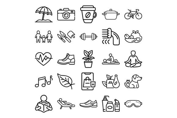 Lifestyle Outline Vector Icon Set Heal: A Modern Graphic Design Asset for Branding