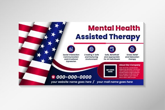 Mental Health Horizontal Banner: A Graphic Design Asset for Crafting Impactful Print Templates