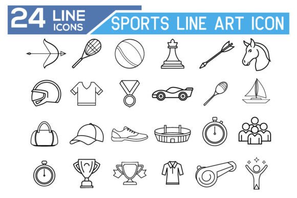 Minimal Sports Line Art Icon Set – Modern Graphics for Fitness Brands