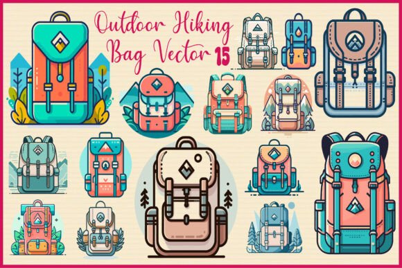 Outdoor Hiking Bag Vector Set: A Versatile Graphic Design Asset for Creative Projects