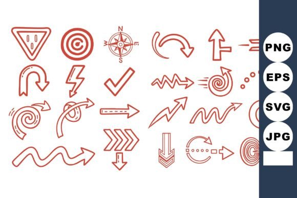 Red Doodle Arrows: A Playful Graphic Design Asset for Creative Projects