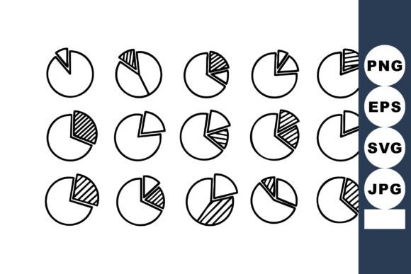 Set of Simple Black and White Pie Chart: A Versatile Graphic Design Asset