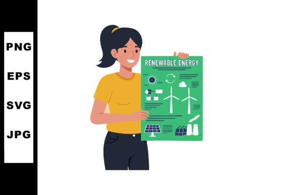 Woman Holding Renewable Energy Infograph: A Modern Graphic Asset for Green Branding